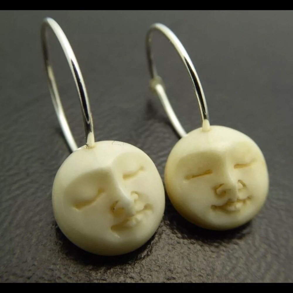 Carved Moon Face Earrings - ISO - Picture 8 of 8